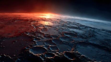 星球地表日出景象