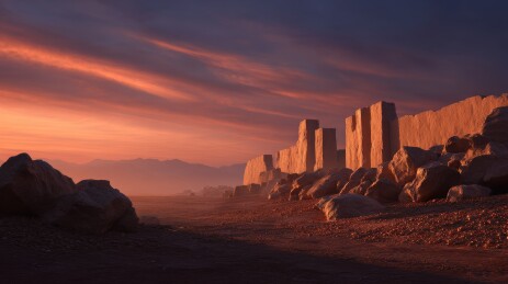 落日余晖下的古老城墙