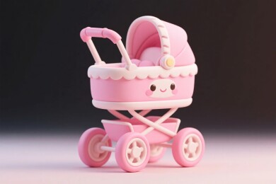 粉色婴儿车玩具