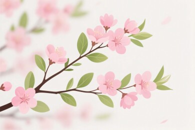 樱花树枝插画