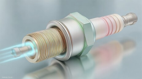 汽车点火系统中的火花塞工作原理示意图
