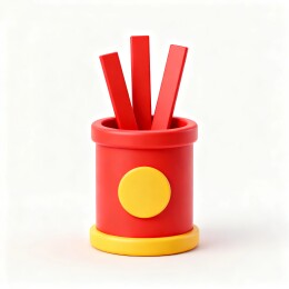 红色笔筒和红色笔的组合