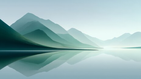 宁静山水间的平和倒影