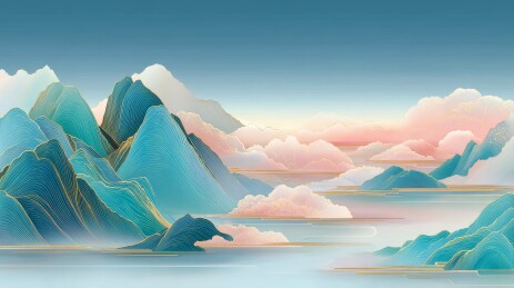 典雅宁静的中式山水图