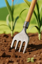 园艺工具土壤插画