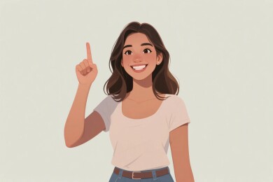 女性插画点赞手势