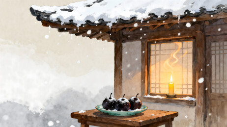 冬至氛围冻梨摆盘