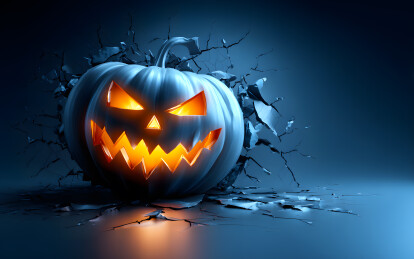 万圣节恐怖的南瓜头装饰