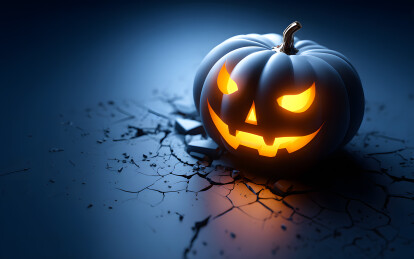 万圣节恐怖的南瓜头装饰