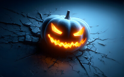 万圣节恐怖的南瓜头装饰