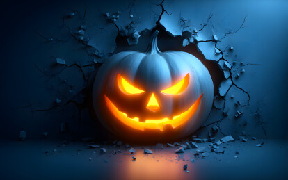 万圣节恐怖的南瓜头装饰