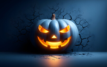 万圣节恐怖的南瓜头装饰