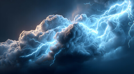 乌云中流动的闪电