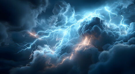 乌云中流动的闪电