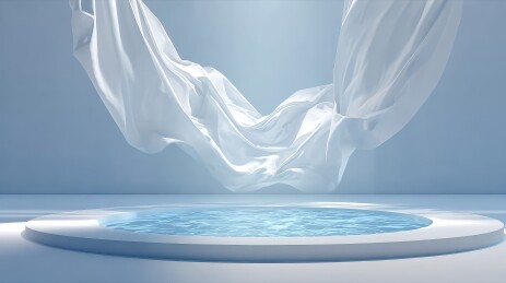 漂浮的白布覆盖水池