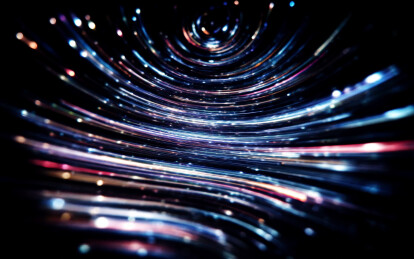充满活力的漩涡光迹构成的未来宇宙景象