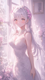 窗边的动漫风美少女唯美场景
