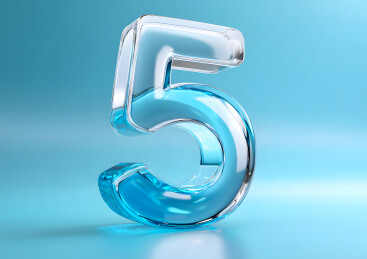 淡蓝色艺术字数字5