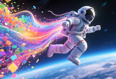 太空行星飞舞的宇航员背景