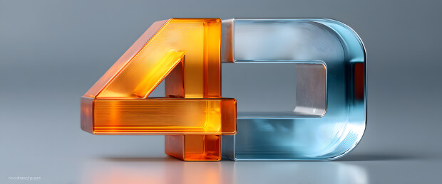 橙蓝双色立体4D字样