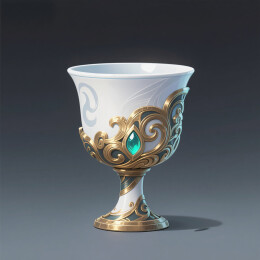 蓝金纹饰茶盏烟雾缭绕静物图