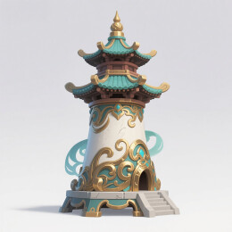 玲珑金顶多层塔东方艺术摆件