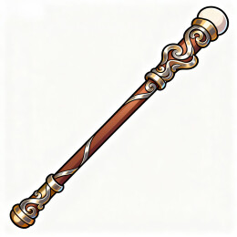 红木银纹法杖典雅魔法道具