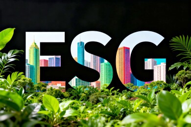 ESG字母城市绿植背景