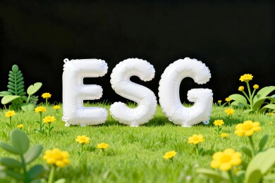 ESG字母清新草地背景