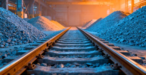 厂区铁轨工业仓储场景