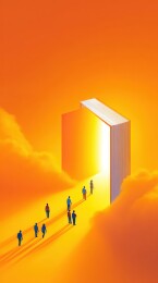 人们走向发光书籍画面