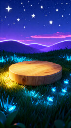 萤火虫夜晚草地舞台