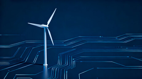 风力发电机与电路板背景