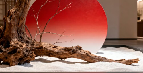 枯木红圆禅意风展示场景