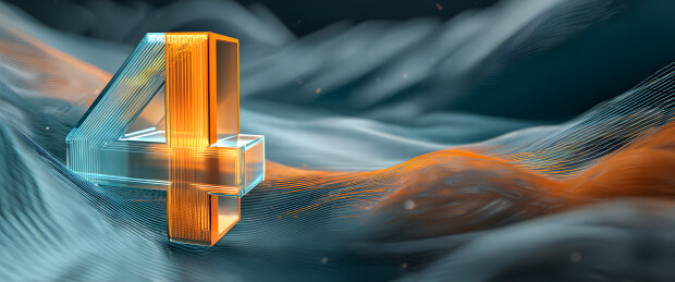 数字4置身于曲线背景中