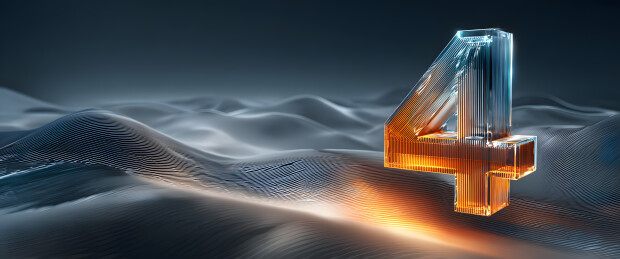 科幻风格的发光数字4