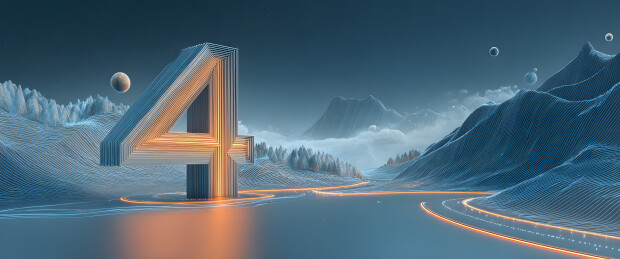 数字4置身于曲线背景中