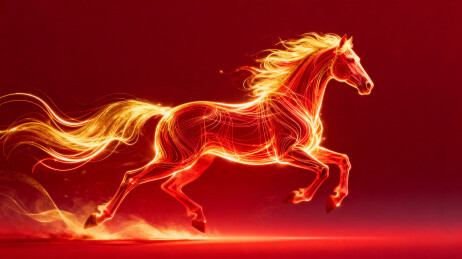 火焰奔马红色背景