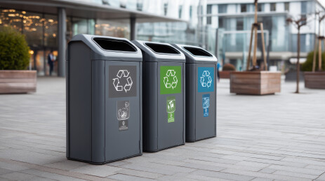 户外公共区域的回收垃圾桶