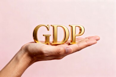 手掌托举金属感GDP展示场景