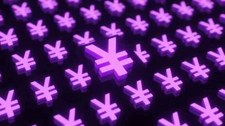 发光的紫色日元符号