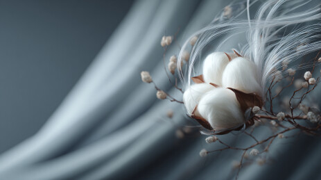 棉花枝与石头静物图