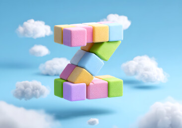 彩色积木拼图艺术字英文字母Z