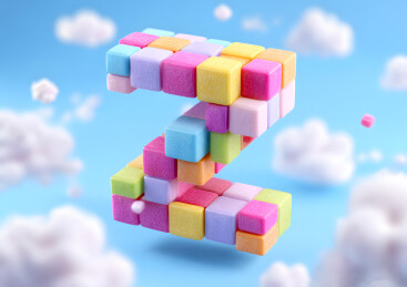 彩色积木拼图艺术字英文字母Z
