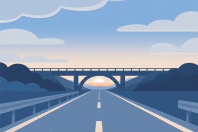 公路桥梁风景插画