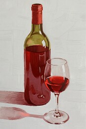 红酒瓶与酒杯插画