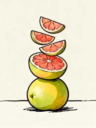 鲜橙与切片叠加堆叠