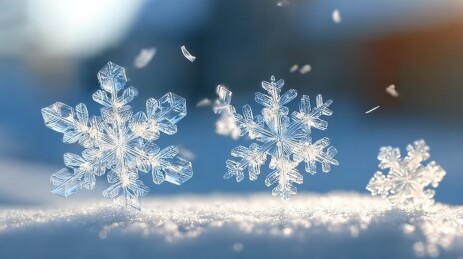 冬日雪花微距特写