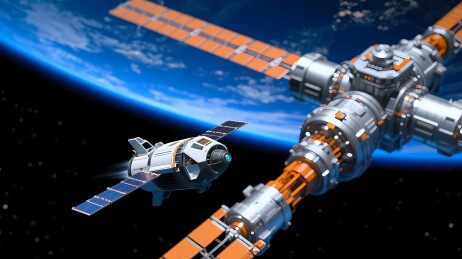 未来感航天器遨游宇宙