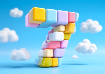 彩色卡通拼图艺术字数字7